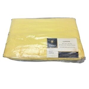 Fieldcrest Laguna Yellow Blanket 72X90" Vintage Made in USA